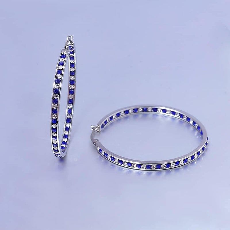 CiNily Mult-colors Crystal Stainless Steel Hoop Earring for Women Hypoallergenic Jewelry for Sensitive Ears Large Big Hoop Earrings 2" - Image 5